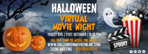 Grau Halloween Movie Night Facebook Cover Photo Template