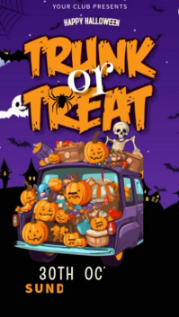 Blå Halloween Trunk or Treat Event Pantalla Digital Template