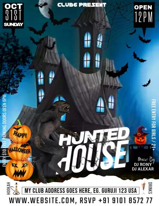 halloween, hunted house, horror party, spooky Folheto (US Letter) template