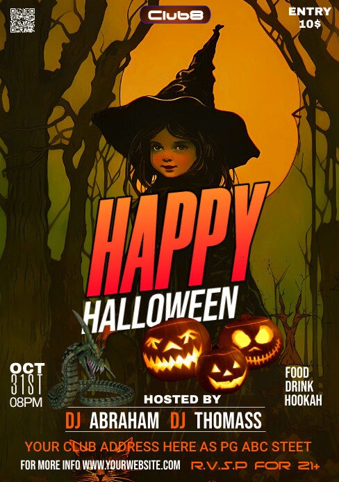 halloween, hunted house, horror party, spooky A5 template