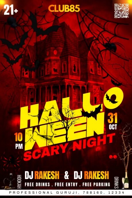 halloween, hunted house, horror party, spooky Cartaz template