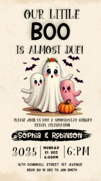 halloween baby shower, halloween gender reveal template