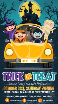 halloween, drive-thru trick or treat Digital Display (9:16) template