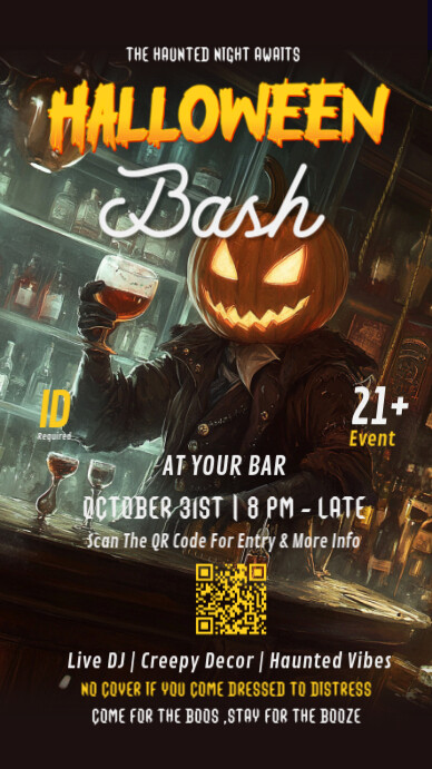 Halloween bar, Halloween party,Halloween bash Instagram Story template