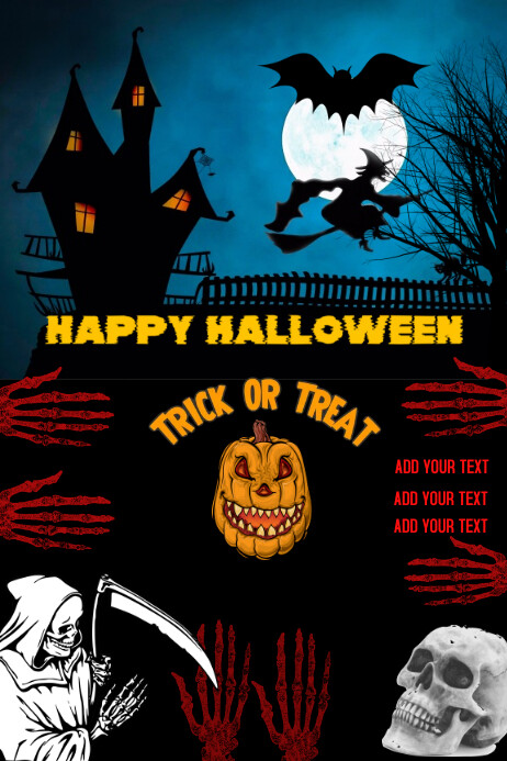 Halloween, happy Halloween poster flyer, trick or treat template