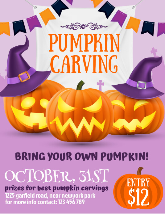 halloween, pumpkin carving, halloween flyer template