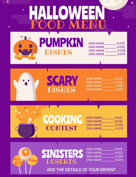Halloween ,Halloween menu Template PosterMyWall