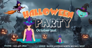 Turquoise Halloween Party Facebook Ad Template