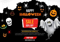 halloween 50% off sale postcard Carte postale template