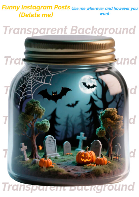 Halloween A4 Transparent background party invitations bottle desing t-shirt bat  Instagram Facebook template