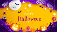 Purple Halloween Facebook Post Facebook-covervideo (16:9) template