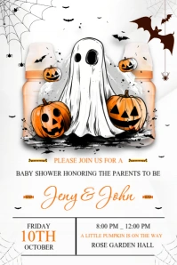 Halloween baby shower invitation Poster template