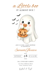 Halloween baby shower invitation A5 template