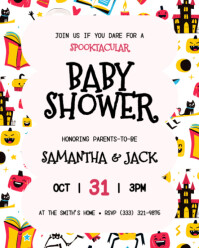 Halloween Baby Shower Invite Portrait Image template