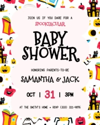 Halloween Baby Shower Invite Portrait Image template