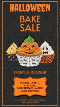 halloween bake sale poster with cupcakes Instagram-Story template