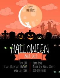 Red and Black Halloween Bake Sale Video Template Flyer (US Letter)