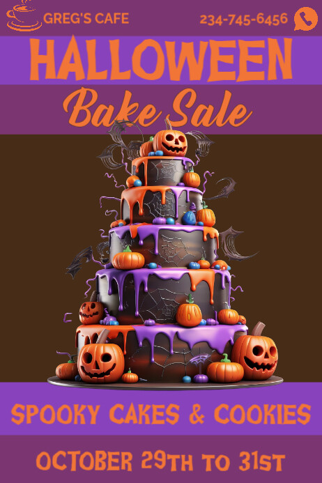 Halloween Bake Sale Template - Printable Download Poster