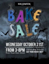 Halloween Bake Sale Thunder Video Flyer (US Letter) template