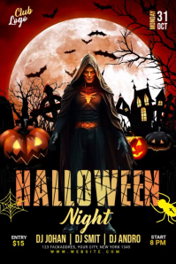 Black Halloween Nightclub Event Banner 4' × 6' Template