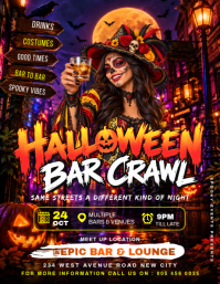 Noir Halloween Bar Crawl Ulotka Template