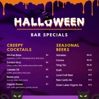 Purple Animated Halloween Menu Square (1:1) template