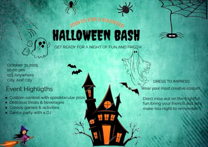 Halloween Bash Poster A4 template
