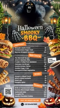 Halloween BBQ Menu Display Template