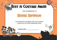 halloween best costume certificate A4 template