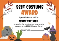 halloween best costume certificate A4 template
