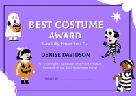 halloween best costume certificate A4 template