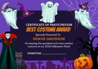 halloween best costume certificate A4 template