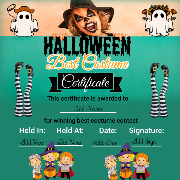 halloween best costume certificate post (1) Template PosterMyWall