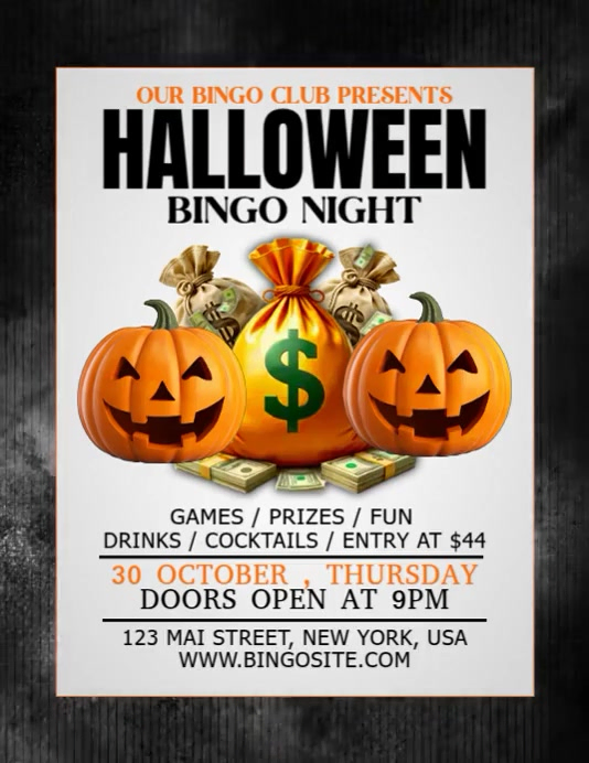 Halloween Bingo Night Ulotka (US Letter) template