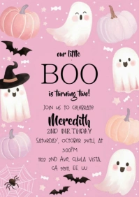 halloween birthday invitation Little Boo A4 template