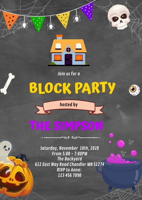 Halloween block party A6 template