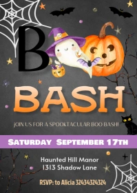 Halloween Boo Bash Party Invitation A6 template