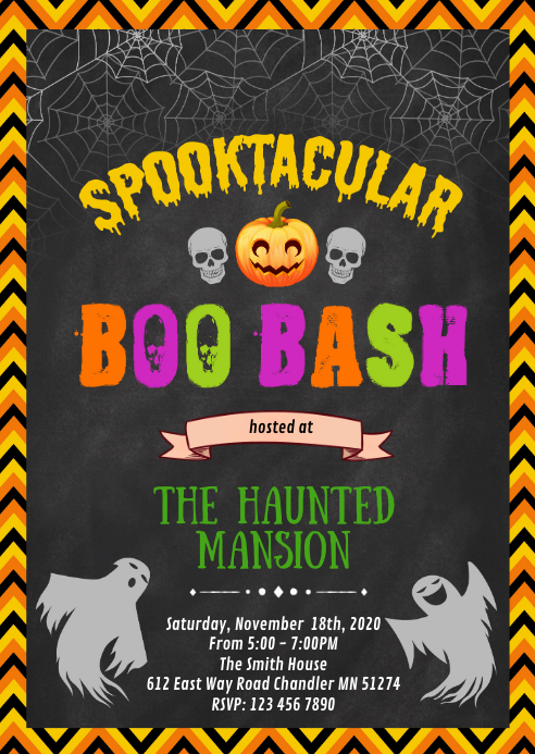 Halloween Boo bash party invitation Template | PosterMyWall