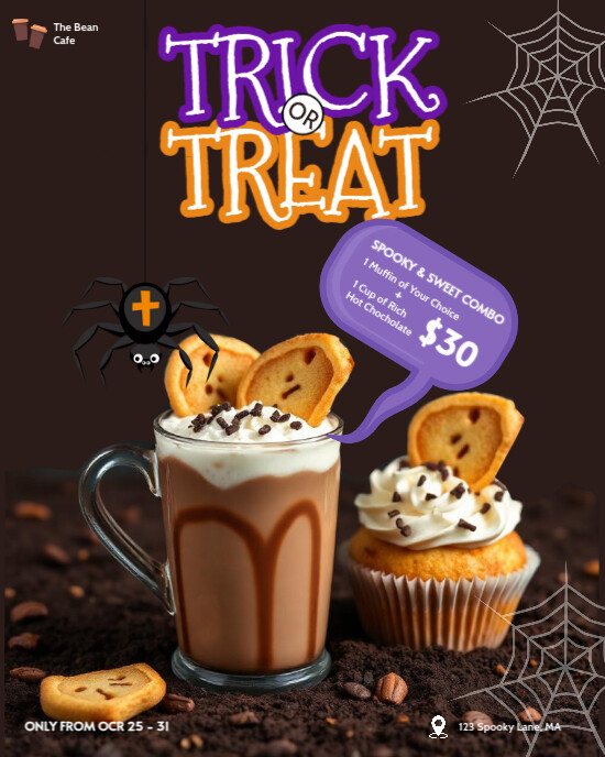 Halloween Cafe Coffee Minimal Instagram Post template