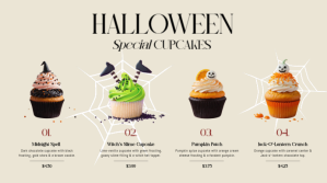 Halloween Cafe Cupcake Menu Digital Signage Digitalt display (16:9) template