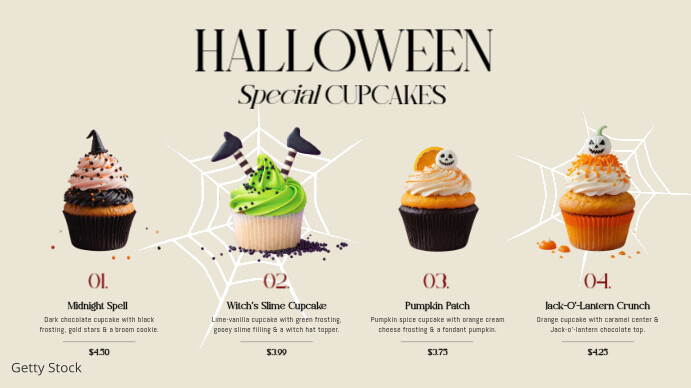 Halloween Cafe Cupcake Menu Digital Signage template