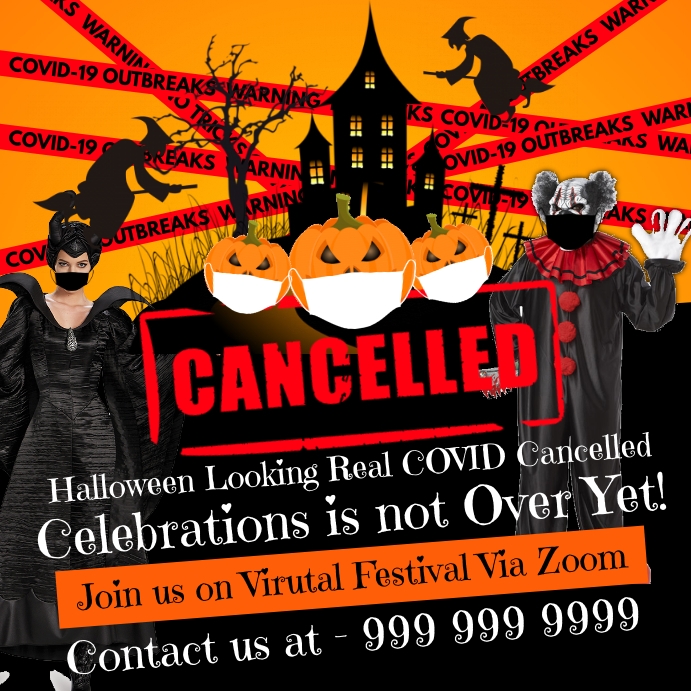 Plantilla de Halloween Cancelado en Folleto de Plantilla Covid19