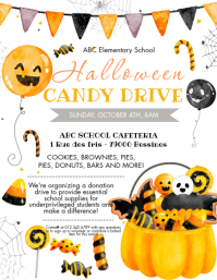 Putih Halloween Candy Drive ใบปลิว Template