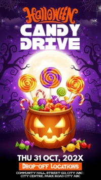 Halloween Candy Drive Instagram Story Digital na Display (9:16) template