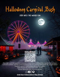 Halloween Carnival Bash Flyer Template – Spooky Funfair Night Event Design Ulotka (US Letter)