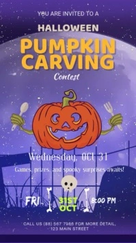 Halloween Carving Contest Digital Signage Display digitale (9:16) template