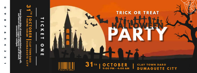 Halloween Castle Party Ticket Printable Foto Sampul Facebook template