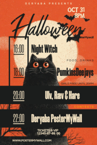 Halloween Celebration Event Poster Flyer Cat Bats template