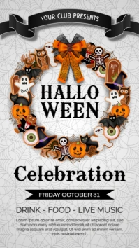 halloween celebration poster with gongerbreads wreath and vow Instagram Story template