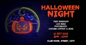 黑色 Halloween Night Event Copertina evento Facebook Template